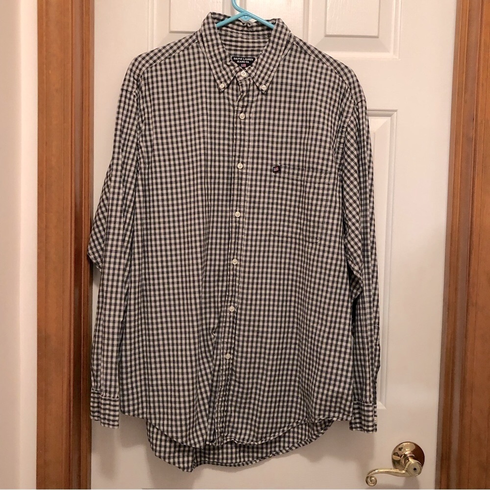 Men’s size L Ralph Lauren Jeans Co. button-down shirt-black/white checked 🌻